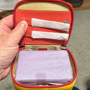 New with tags -100%Italian leather travel jewelry case.5x4x2